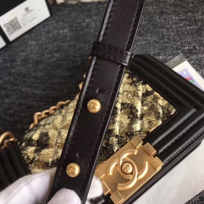 CHANEL Handbag Small BOY Original A67085 Gold-Tone Metal 