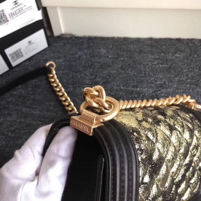 CHANEL Handbag Small BOY Original A67085 Gold-Tone Metal 