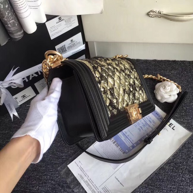 CHANEL Handbag Small BOY Original A67086 Gold-Tone Metal 