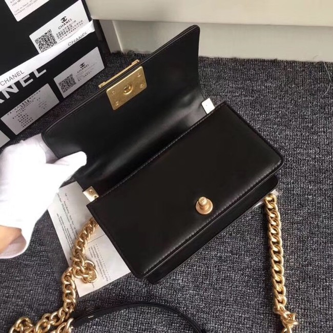 BOY CHANEL Flap Bag with Handle Orylag Calfskin & Gold-Tone Metal A94805 black 