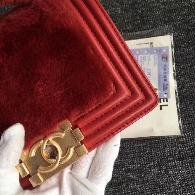 BOY CHANEL Flap Bag with Handle Orylag Calfskin & Gold-Tone Metal A94805 red 