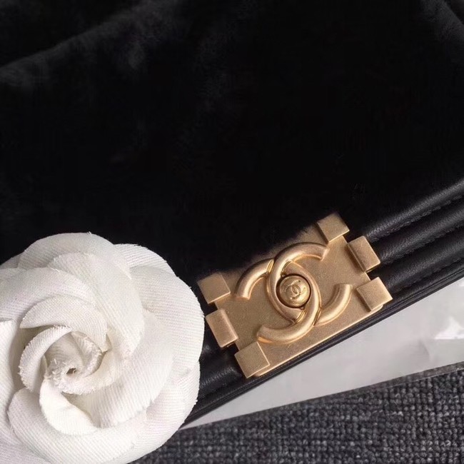 BOY CHANEL Flap Bag with Handle Orylag Calfskin & Gold-Tone Metal A94804 black 