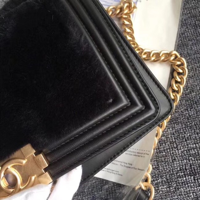 BOY CHANEL Flap Bag with Handle Orylag Calfskin & Gold-Tone Metal A94804 black 