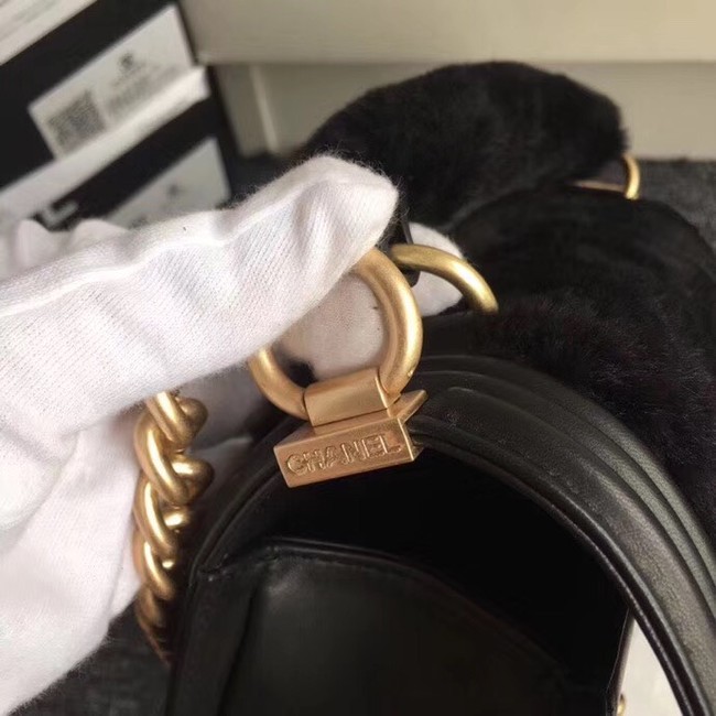 BOY CHANEL Flap Bag with Handle Orylag Calfskin & Gold-Tone Metal A94804 black 