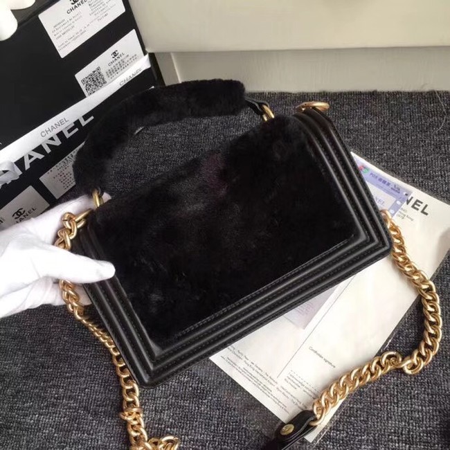BOY CHANEL Flap Bag with Handle Orylag Calfskin & Gold-Tone Metal A94804 black 