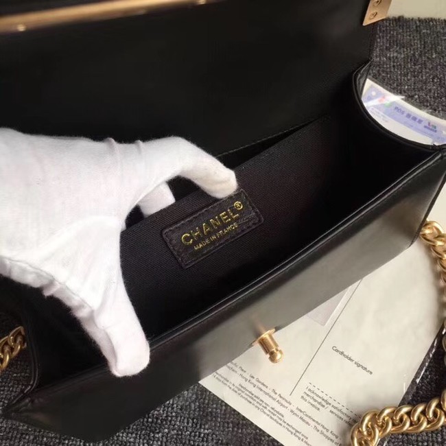BOY CHANEL Flap Bag with Handle Orylag Calfskin & Gold-Tone Metal A94804 black 