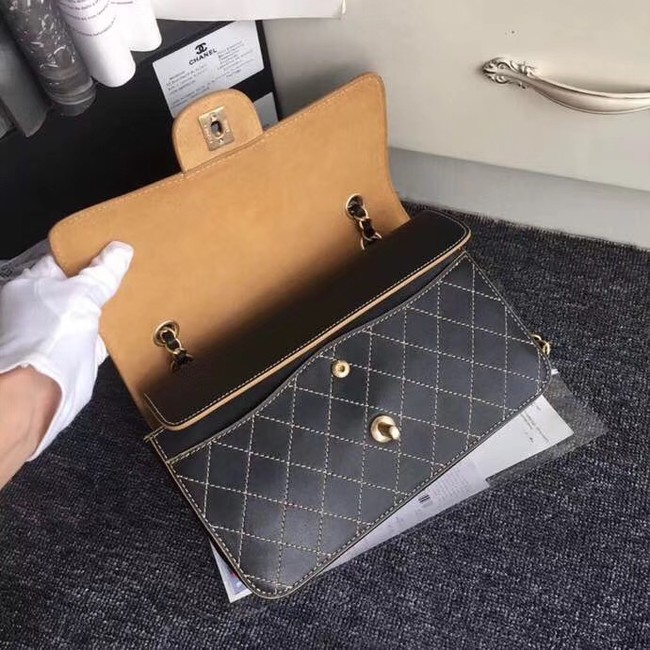 Chanel Flap Shoulder Bags Leather CF B1112 black gold chain 