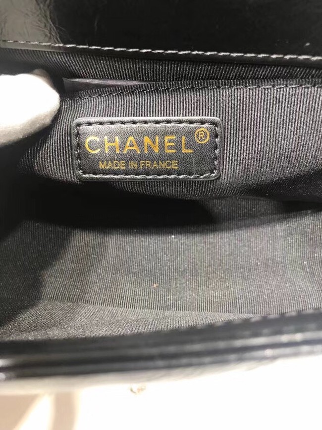 Chanel BOY CHANEL Handbag Crumpled Calfskin & Gold-Tone Metal A67086 black 