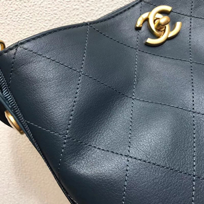 Chanel Button Up Calfskin & Grosgrain Hobo Handbag A57573 Paon 2018