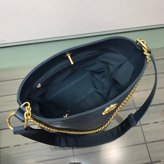 Chanel Button Up Calfskin & Grosgrain Hobo Handbag A57576 Paon 2018