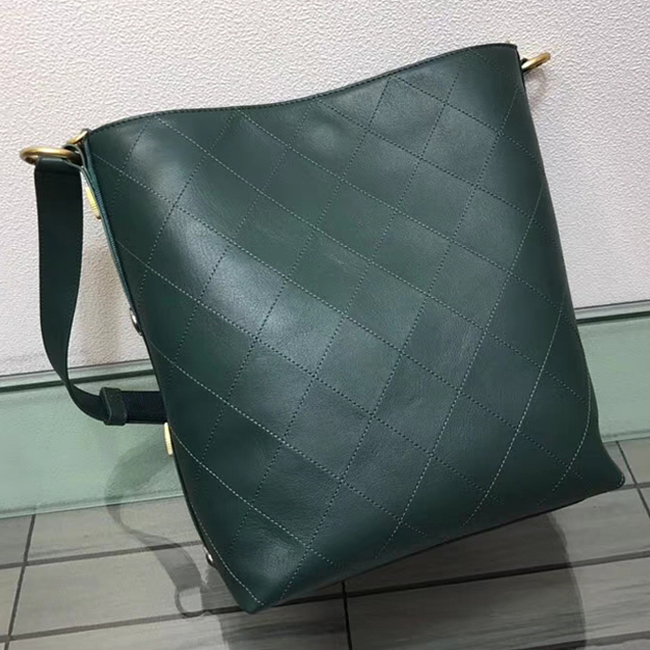Chanel Button Up Calfskin & Grosgrain Hobo Handbag A57576 Green 2018