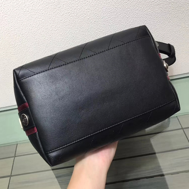 Chanel Button Up Calfskin & Grosgrain Hobo Handbag A57576 Black Red 2018