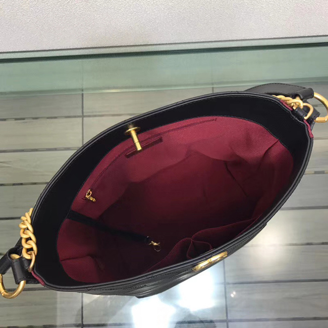 Chanel Button Up Calfskin & Grosgrain Hobo Handbag A57576 Black Red 2018