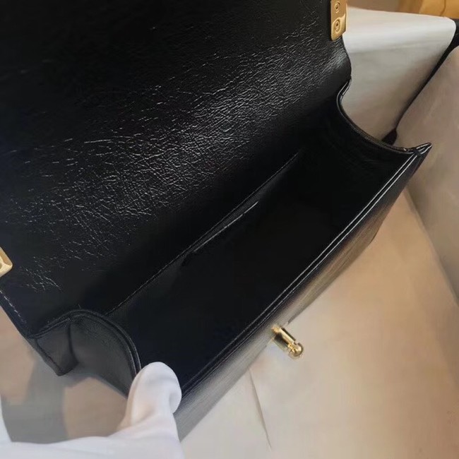 Small BOY CHANEL Handbag Crumpled Calfskin & Gold-Tone Metal A67085 black 