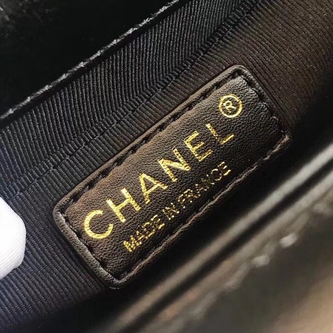 Small BOY CHANEL Handbag Crumpled Calfskin & Gold-Tone Metal A67085 black 
