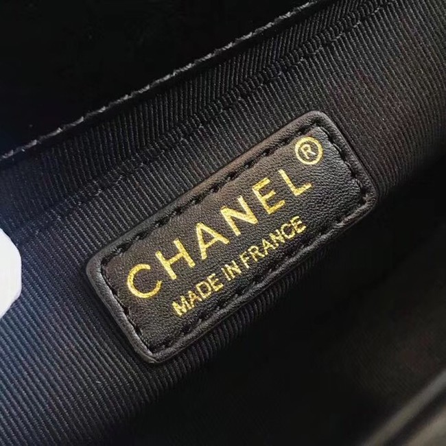 BOY CHANEL Handbag Crumpled Calfskin & Gold-Tone Metal A67086 black 