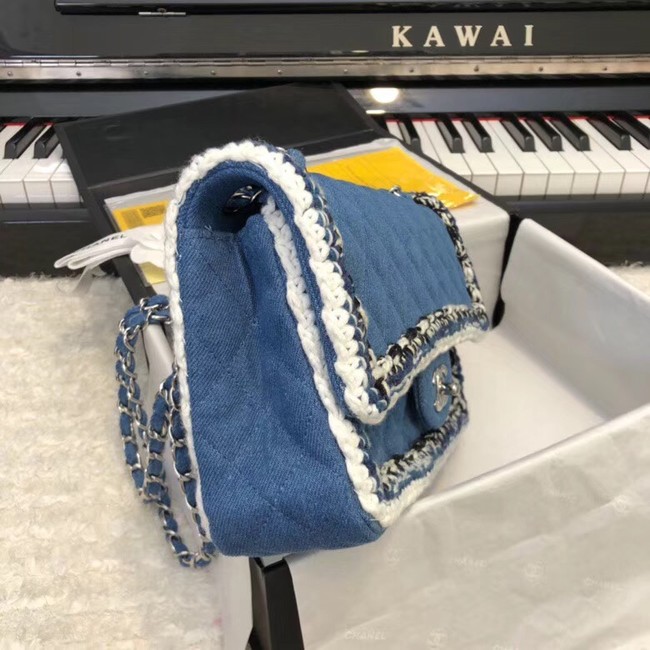 CHANEL Flap Bag Denim Braid & Silve-Tone Metal A57698 blue 
