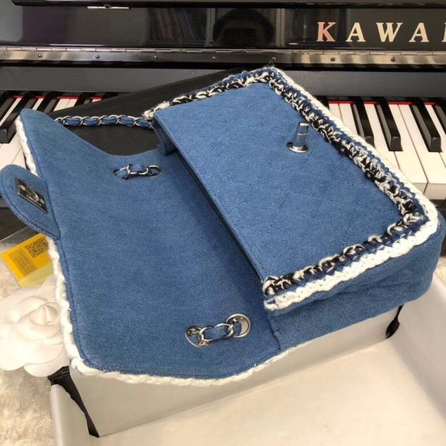 CHANEL Flap Bag Denim Braid & Silve-Tone Metal A57698 blue 