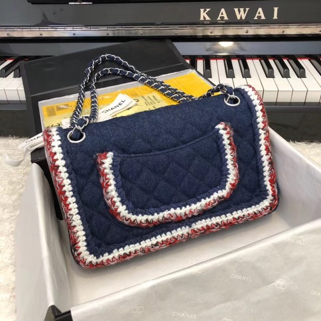 CHANEL Flap Bag Denim Braid & Silve-Tone Metal A57698 dark blue 