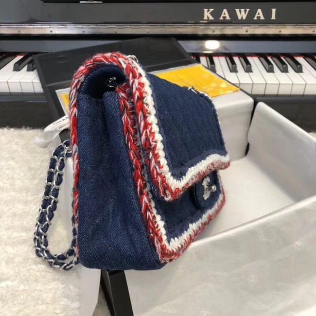 CHANEL Flap Bag Denim Braid & Silve-Tone Metal A57698 dark blue 