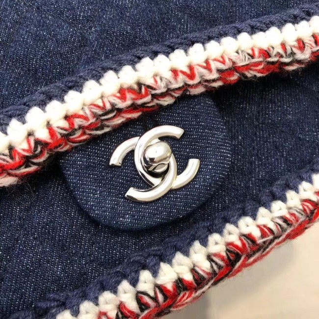 CHANEL Flap Bag Denim Braid & Silve-Tone Metal A57698 dark blue 