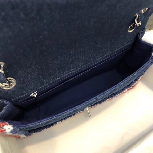 CHANEL Flap Bag Denim Braid & Silve-Tone Metal A57698 dark blue 