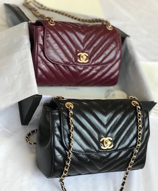 CHANEL Flap Bag Aged Lambskin & Gold-Tone Metal A57700 black 