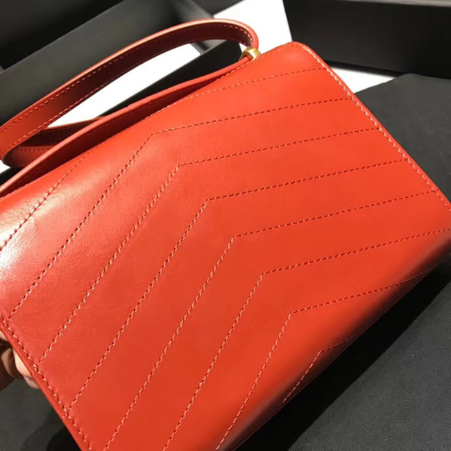 Chanel Small Flap Bag A57490 Orange Calfskin Gold Tone Metal