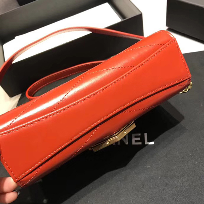 Chanel Small Flap Bag A57490 Orange Calfskin Gold Tone Metal