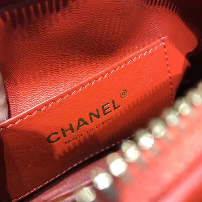 Chanel Small Flap Bag A57490 Orange Calfskin Gold Tone Metal