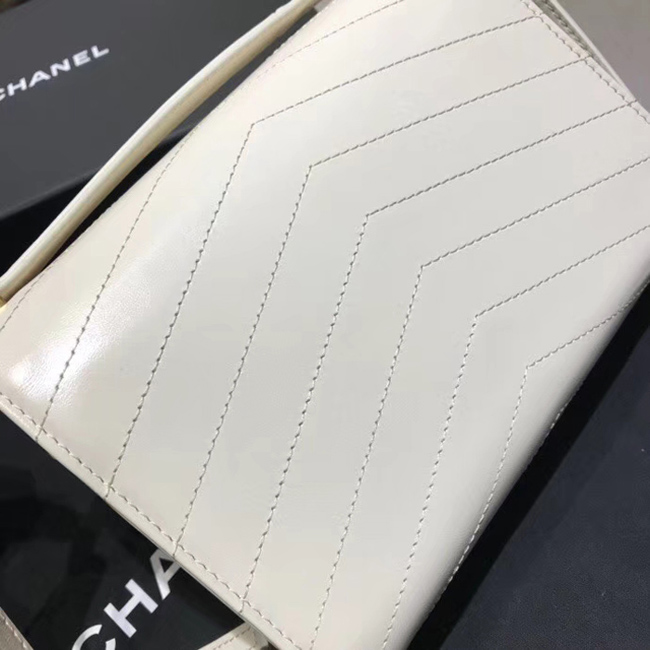 Chanel Small Flap Bag A57490 Ivory Calfskin Gold Tone Metal