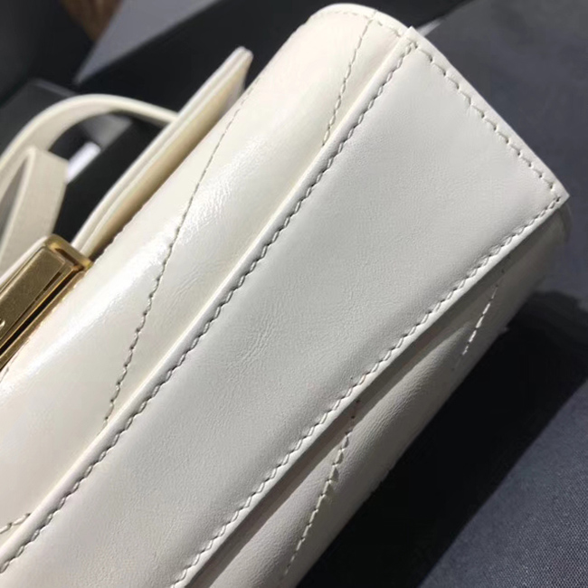 Chanel Small Flap Bag A57490 Ivory Calfskin Gold Tone Metal