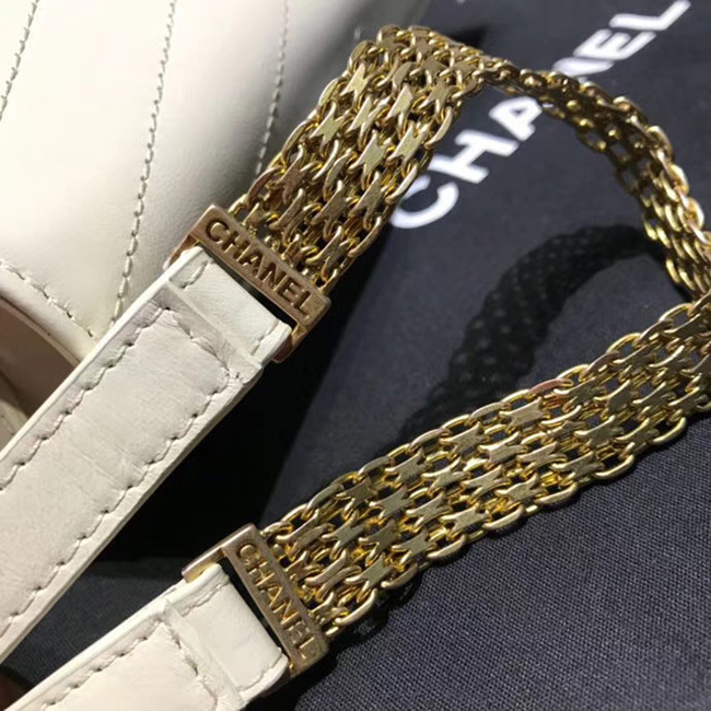 Chanel Small Flap Bag A57490 Ivory Calfskin Gold Tone Metal