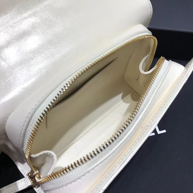 Chanel Small Flap Bag A57490 Ivory Calfskin Gold Tone Metal