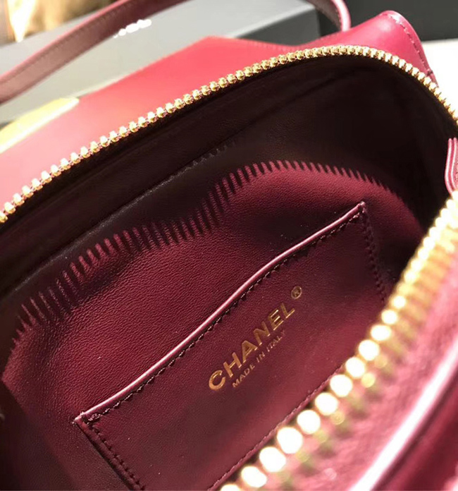 Chanel Small Flap Bag A57490 Burgundy Calfskin Gold Tone Metal