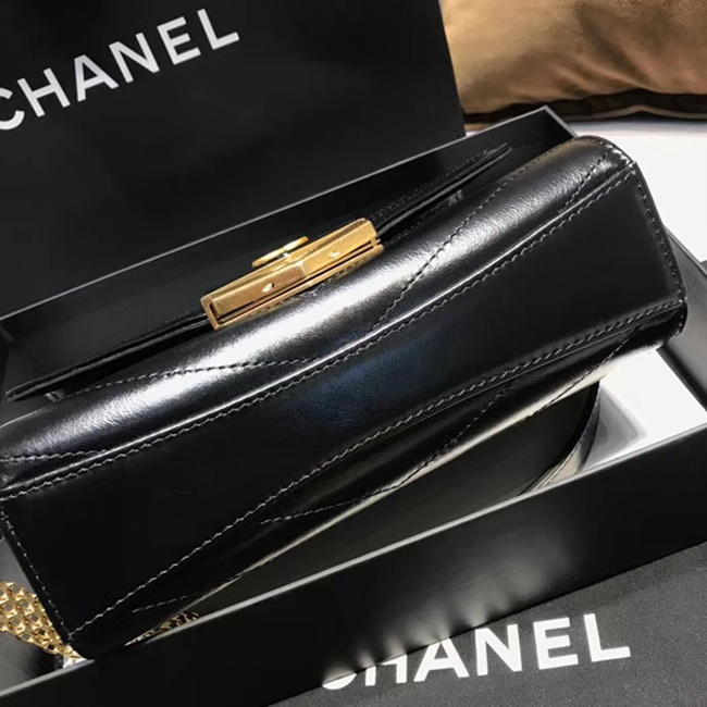 Chanel Small Flap Bag A57490 Black Calfskin Gold Tone Metal