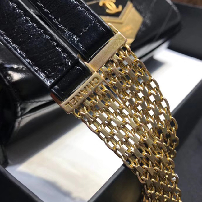 Chanel Small Flap Bag A57490 Black Calfskin Gold Tone Metal