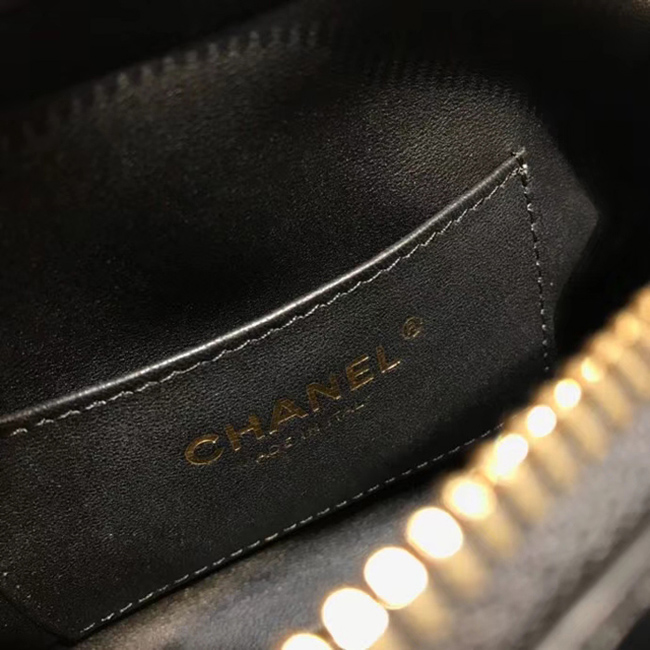 Chanel Small Flap Bag A57490 Black Calfskin Gold Tone Metal