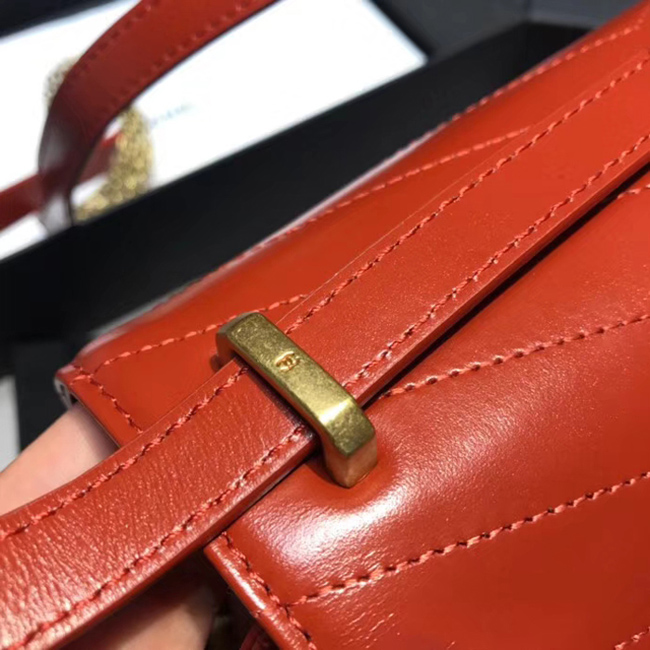 Chanel Medium Flap Bag A57491 Orange Calfskin Gold Tone Metal