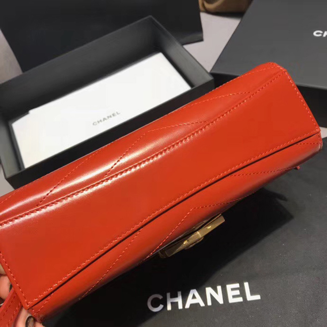 Chanel Medium Flap Bag A57491 Orange Calfskin Gold Tone Metal