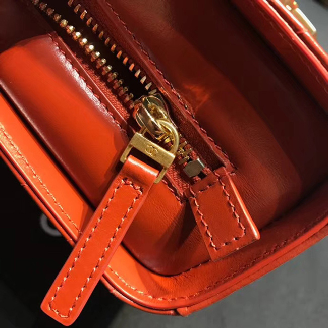 Chanel Medium Flap Bag A57491 Orange Calfskin Gold Tone Metal