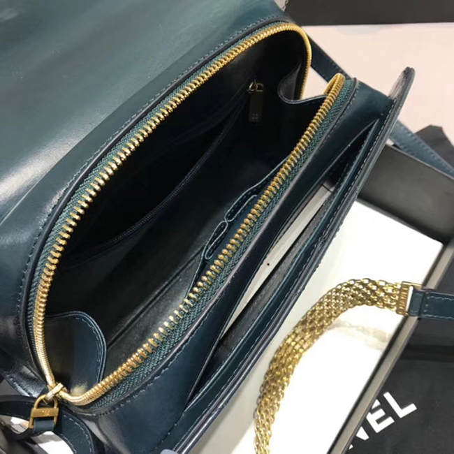 Chanel Medium Flap Bag A57491 Navy Blue Calfskin Gold Tone Metal