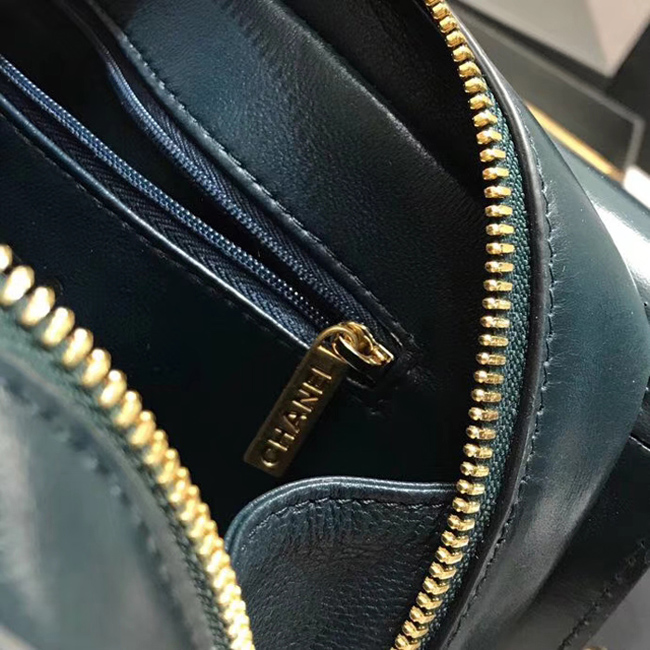 Chanel Medium Flap Bag A57491 Navy Blue Calfskin Gold Tone Metal