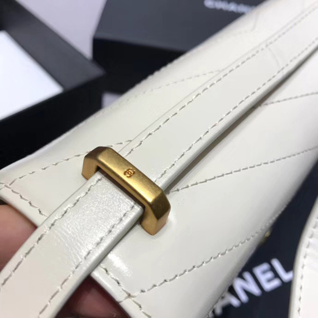 Chanel Medium Flap Bag A57491 Ivory Calfskin Gold Tone Metal