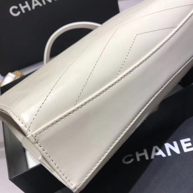 Chanel Medium Flap Bag A57491 Ivory Calfskin Gold Tone Metal