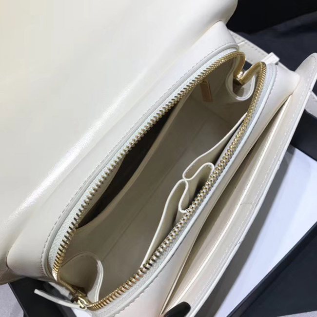 Chanel Medium Flap Bag A57491 Ivory Calfskin Gold Tone Metal