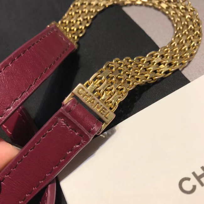 Chanel Medium Flap Bag A57491 Burgundy Calfskin Gold Tone Metal