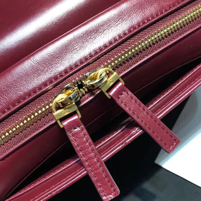 Chanel Medium Flap Bag A57491 Burgundy Calfskin Gold Tone Metal