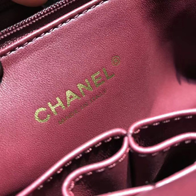 Chanel Medium Flap Bag A57491 Burgundy Calfskin Gold Tone Metal