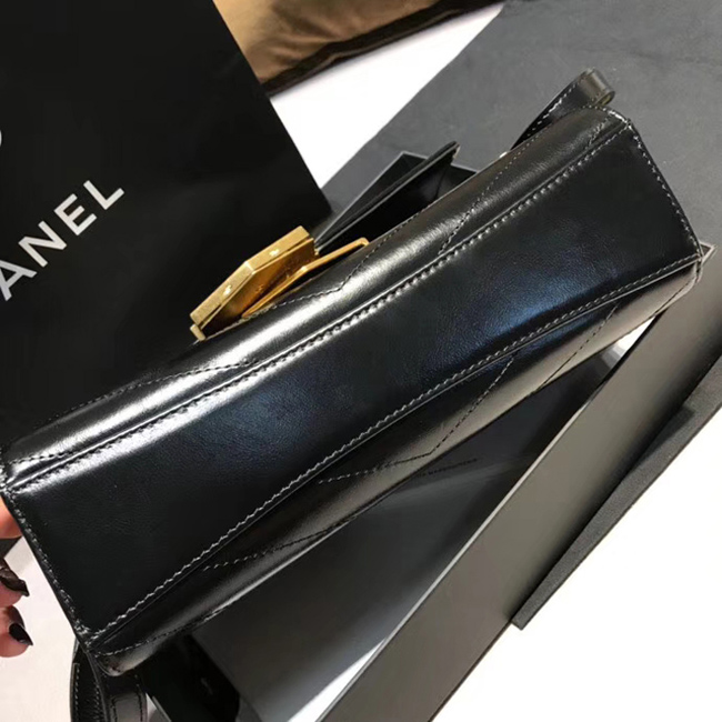 Chanel Medium Flap Bag A57491 Black Calfskin Gold Tone Metal